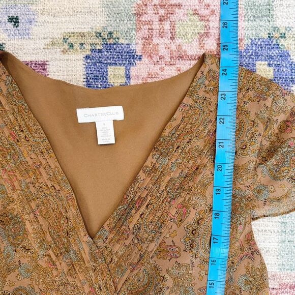 Y2K Womens Babydoll Paisley Silk Top Size 4 Forest Fairy Boho Ethereal Lined Vtg - Picture 5 of 5